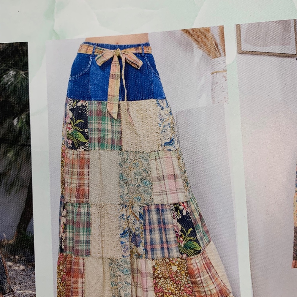 NWT Young Thread  skirt denim with patchwork